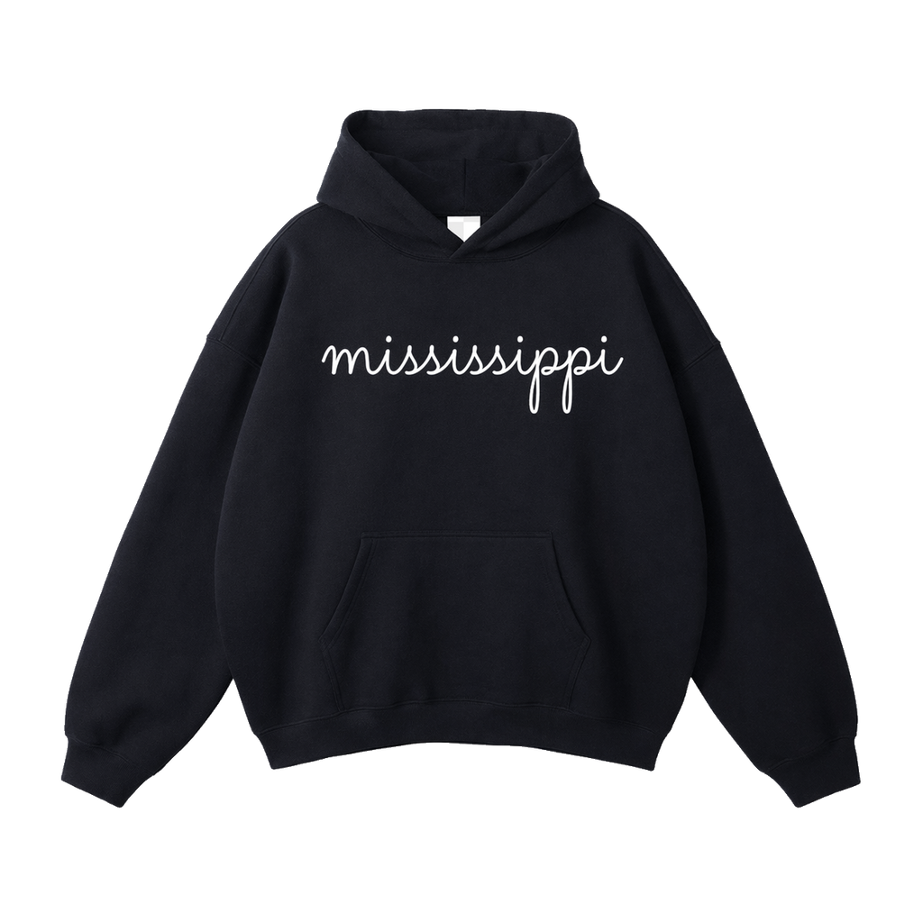 Collection 3 Mississippi Oversize Fleeced Hoodie - Black front