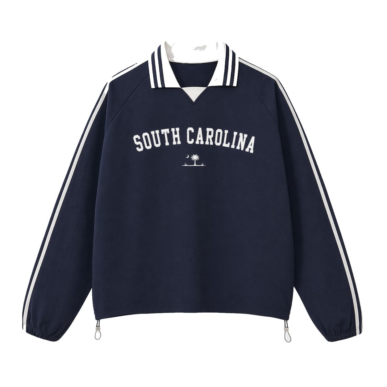Collection 9 South Carolina Contrast Striped Lapel Collar Sweatshirt - Royal Blue front