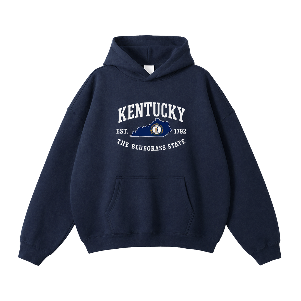 Collection 8 Kentucky Oversize Fleeced Hoodie - Navy Blue front