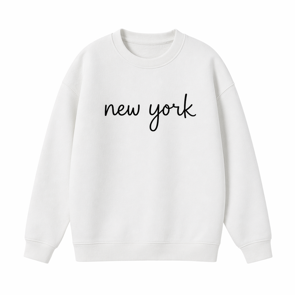Collection 3 New York Essential Heavyweight Crewneck Sweatshirt - White front
