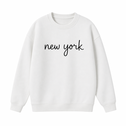 Collection 3 New York Essential Heavyweight Crewneck Sweatshirt - White front