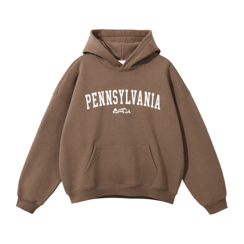 Collection 9 Pennsylvania Oversize Fleeced Hoodie - Brown front