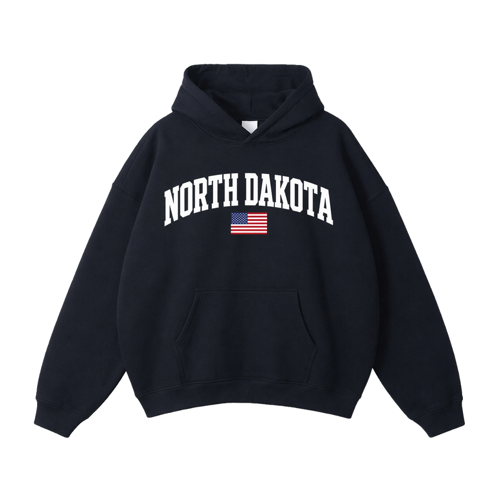 Collection 2 North Dakota Oversize Fleeced Hoodie - Black front