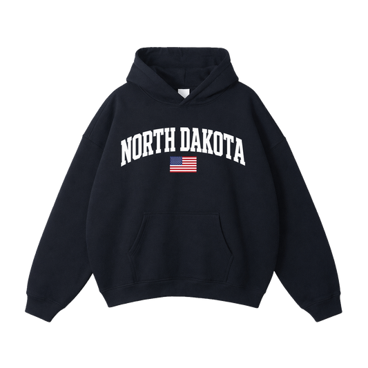Collection 2 North Dakota Oversize Fleeced Hoodie - Black front