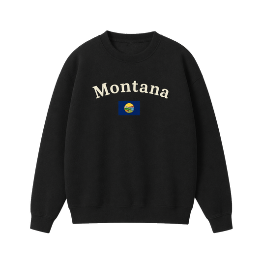Collection 6 Montana Essential Heavyweight Crewneck Sweatshirt - Black front
