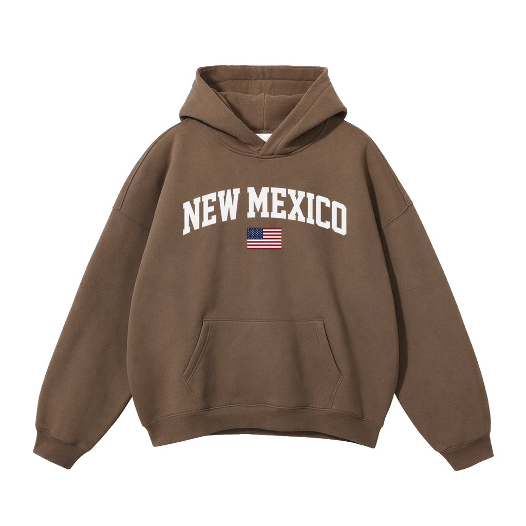 Collection 2 New Mexico Oversize Fleeced Hoodie - Brown front