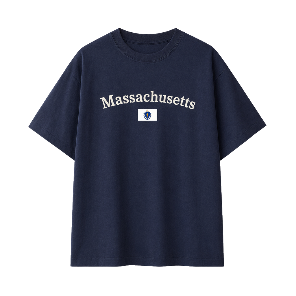 Collection 6 Massachusetts Essential Cotton T-Shirt - Navy Blue front