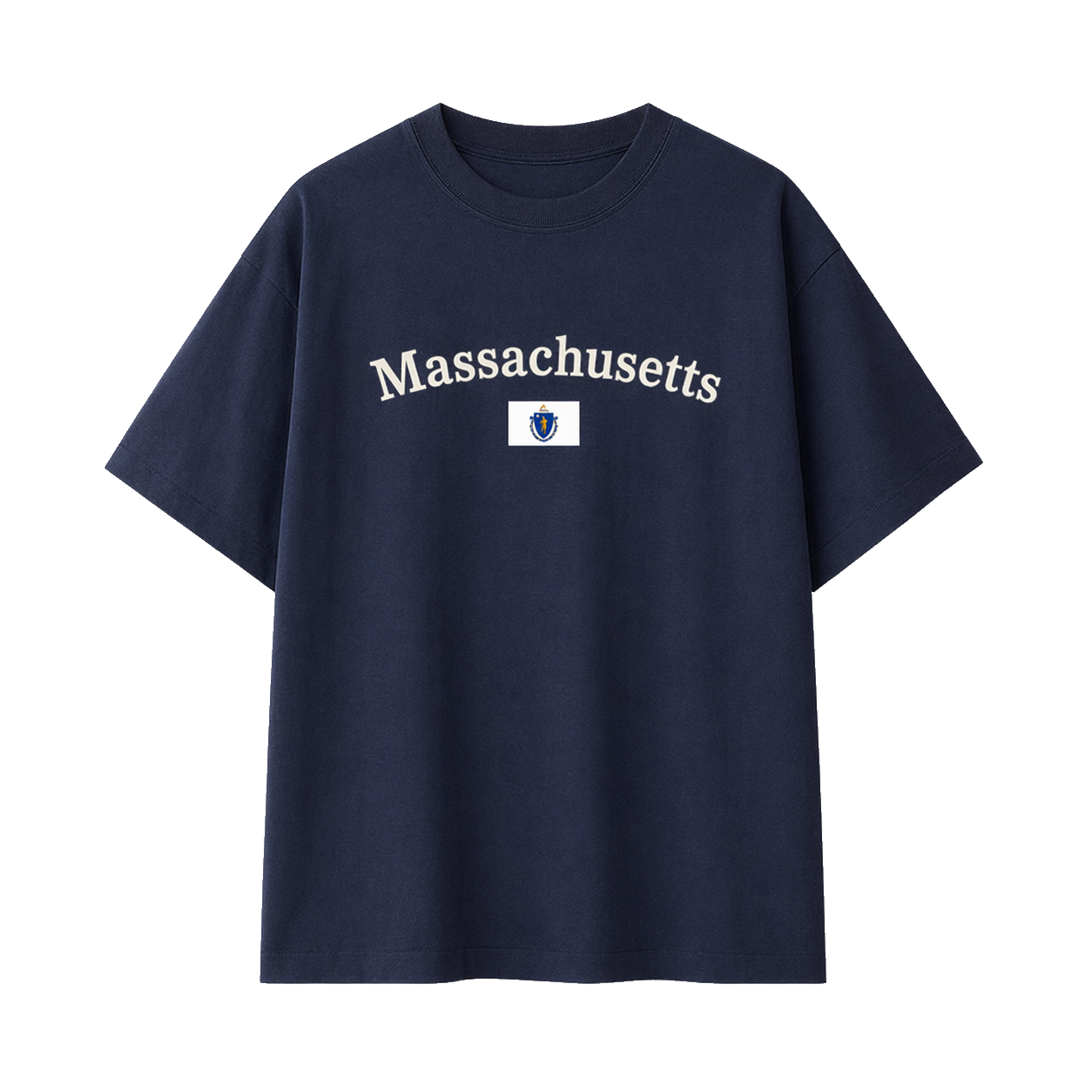 Collection 6 Massachusetts Essential Cotton T-Shirt - Navy Blue front