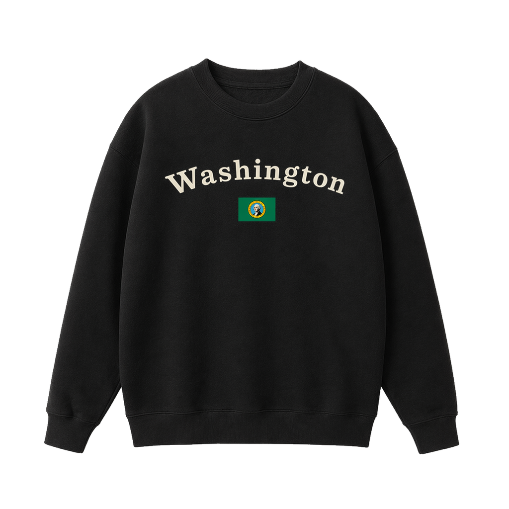 Collection 6 Washington Essential Heavyweight Crewneck Sweatshirt - Black front