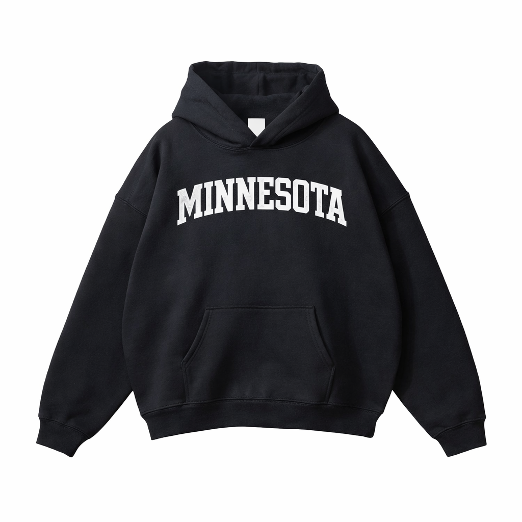 Collection 1 Minnesota Oversize Fleeced Hoodie - Black front