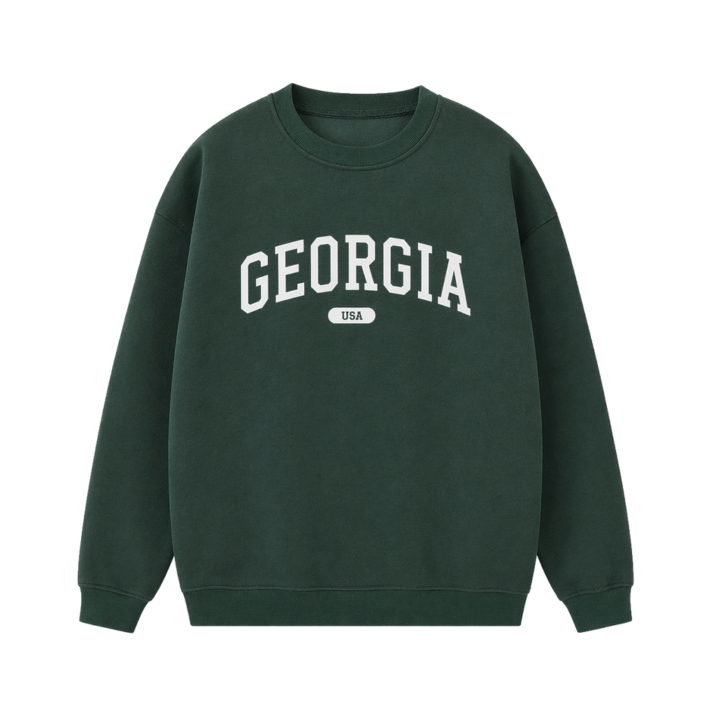 Collection 4 Georgia Essential Heavyweight Crewneck Sweatshirt - Dark Green front