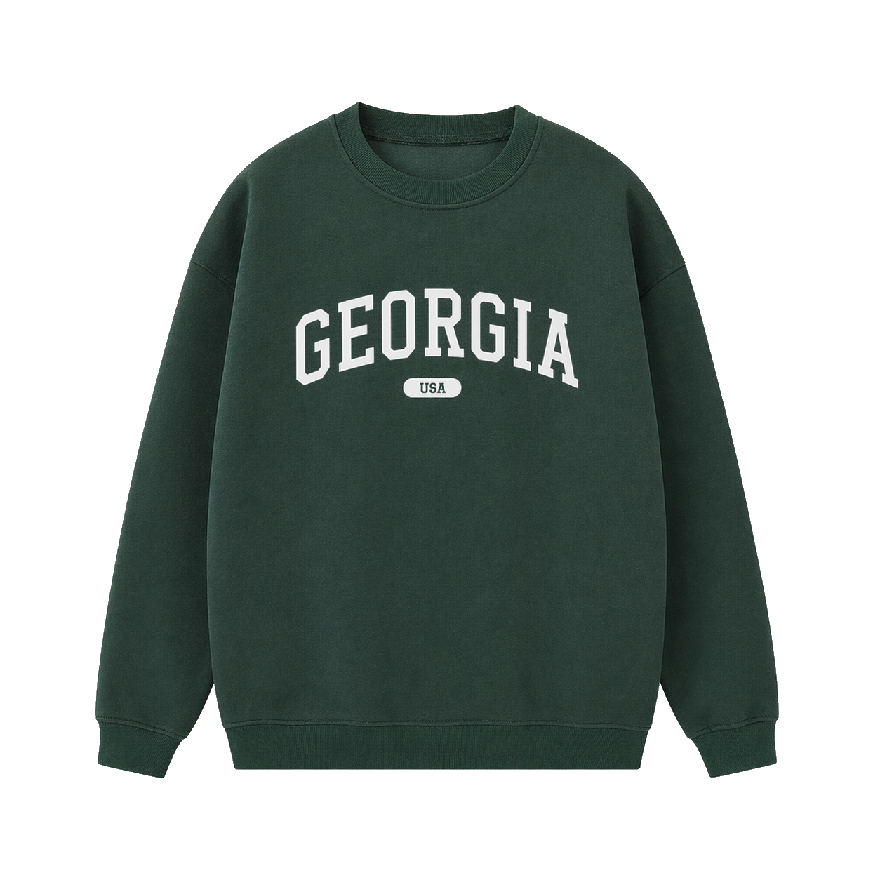 Collection 4 Georgia Essential Heavyweight Crewneck Sweatshirt - Dark Green front
