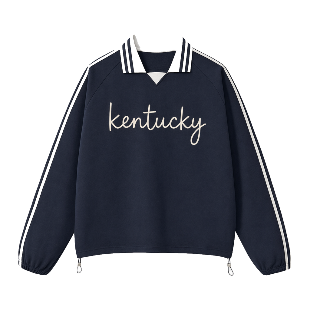 Collection 3 Kentucky Contrast Striped Lapel Collar Sweatshirt - Royal Blue front