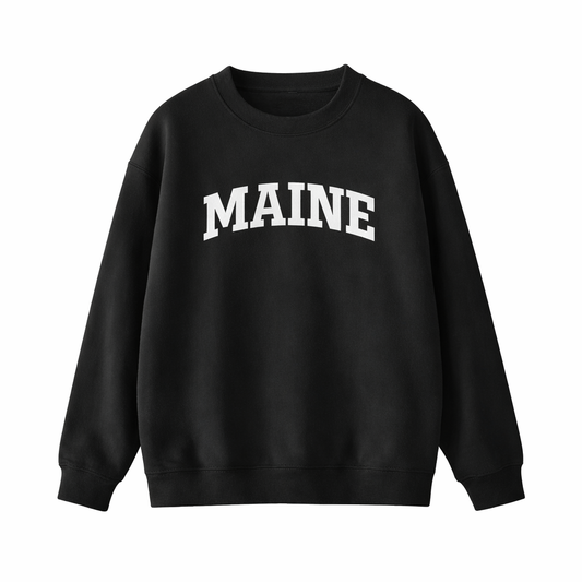 Collection 1 Maine Essential Heavyweight Crewneck Sweatshirt - Black front