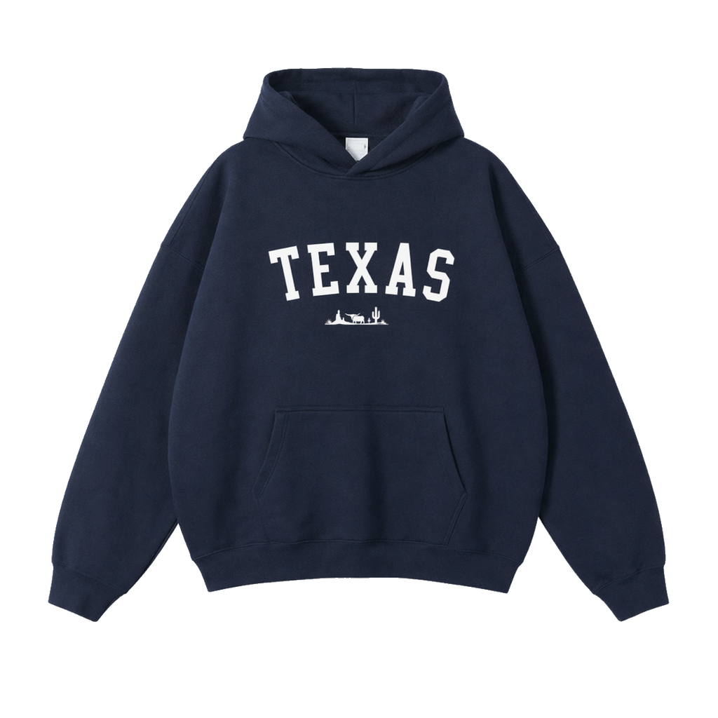 Collection 9 Texas Oversize Fleeced Hoodie - Navy Blue front