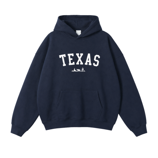 Collection 9 Texas Oversize Fleeced Hoodie - Navy Blue front