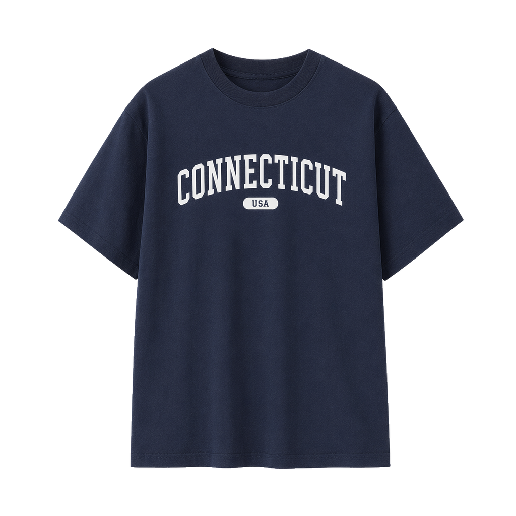 Collection 4 Connecticut Essential Cotton T-Shirt - Navy Blue front