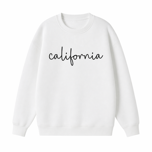 Collection 3 California Essential Heavyweight Crewneck Sweatshirt - White front