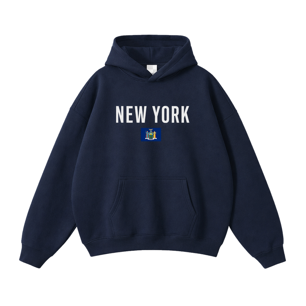 Collection 7 New York Oversize Fleeced Hoodie - Navy Blue front
