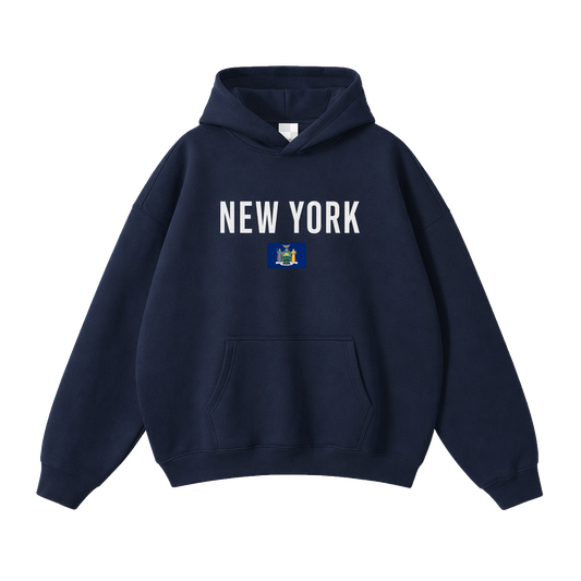 Collection 7 New York Oversize Fleeced Hoodie - Navy Blue front