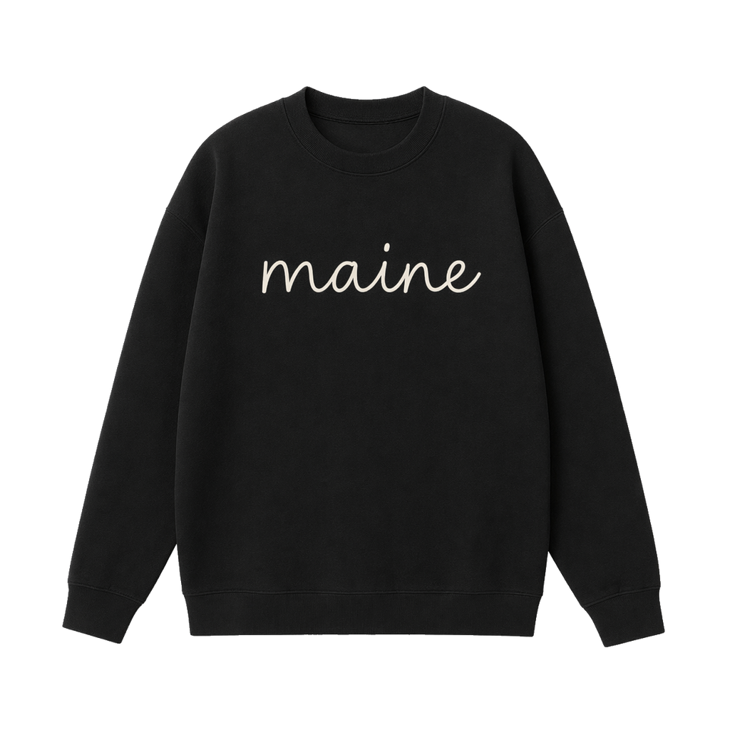 Collection 3 Maine Essential Heavyweight Crewneck Sweatshirt - Black front