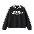 Collection 9 Arkansas Contrast Striped Lapel Collar Sweatshirt - Black front