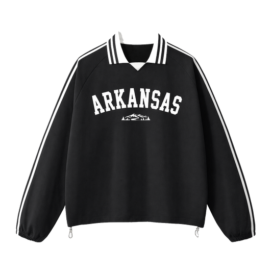 Collection 9 Arkansas Contrast Striped Lapel Collar Sweatshirt - Black front