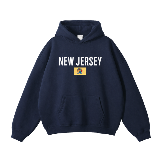 Collection 7 New Jersey Oversize Fleeced Hoodie - Navy Blue front