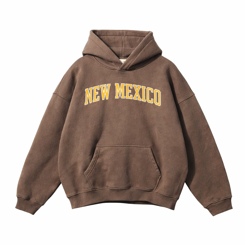 Collection 1 New Mexico Oversize Fleeced Hoodie - Brown front