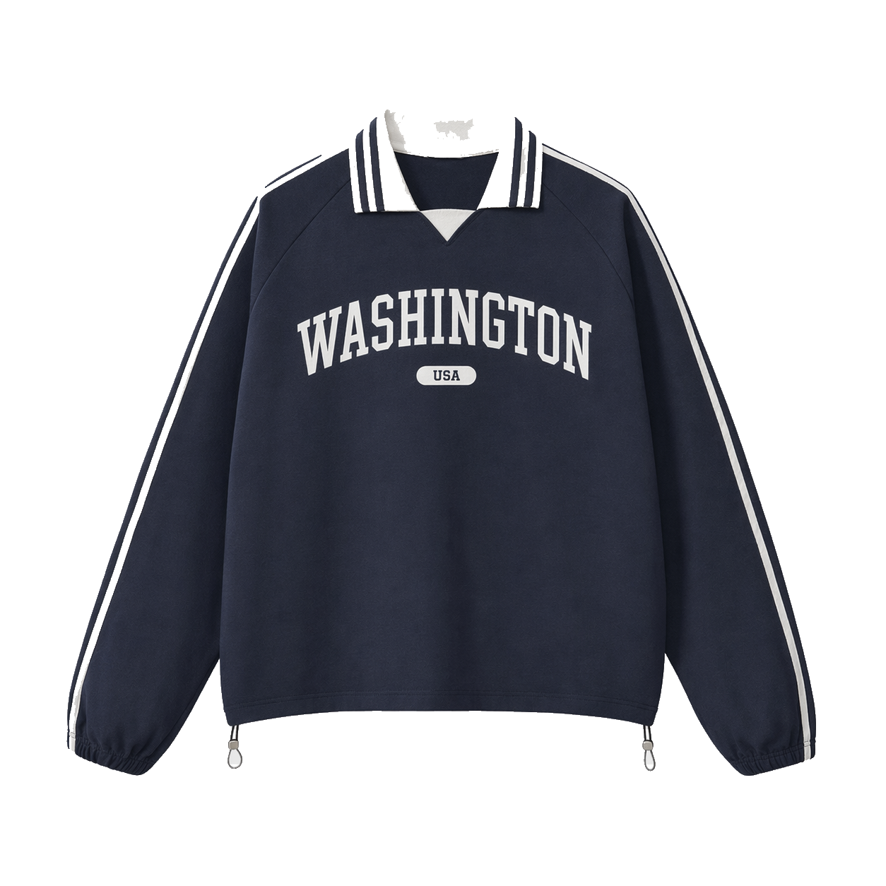Collection 4 Washington Contrast Striped Lapel Collar Sweatshirt - Royal Blue front