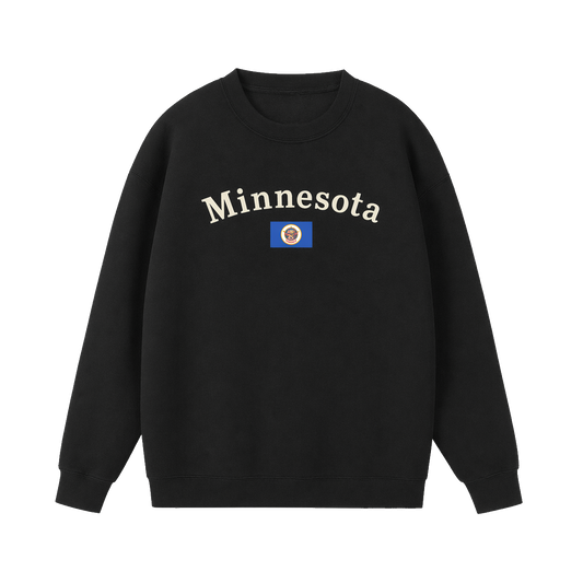 Collection 6 Minnesota Essential Heavyweight Crewneck Sweatshirt - Black front