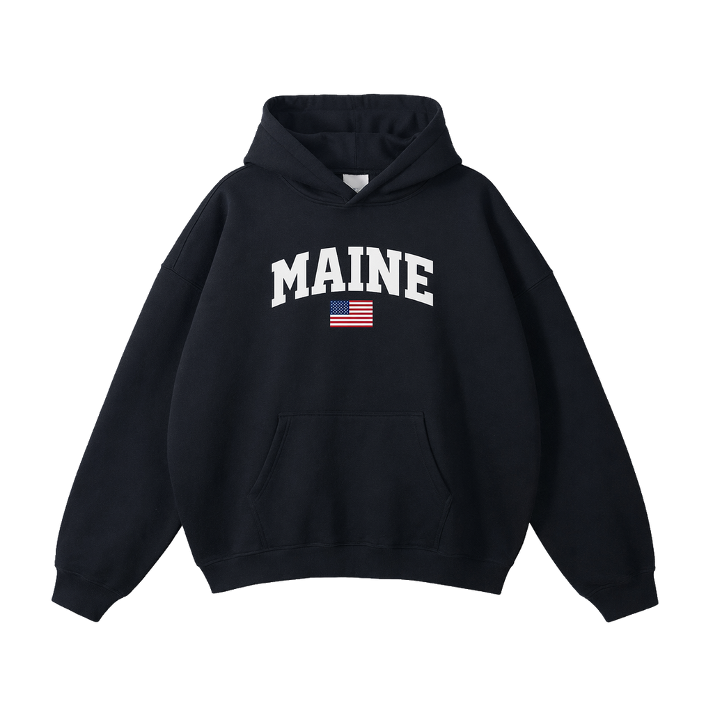Collection 2 Maine Oversize Fleeced Hoodie - Black front