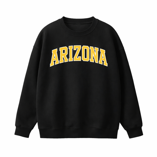 Collection 1 Arizona Essential Heavyweight Crewneck Sweatshirt - Black front