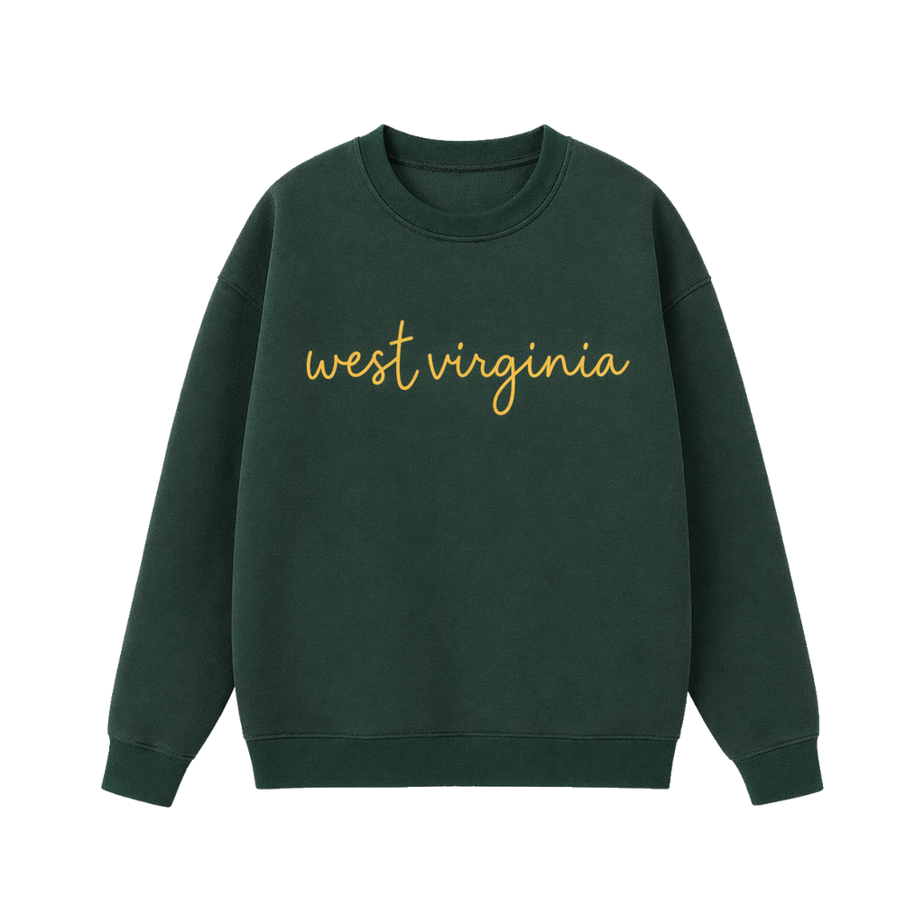 Collection 3 West Virginia Essential Heavyweight Crewneck Sweatshirt - Dark Green front