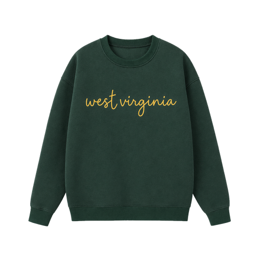 Collection 3 West Virginia Essential Heavyweight Crewneck Sweatshirt - Dark Green front