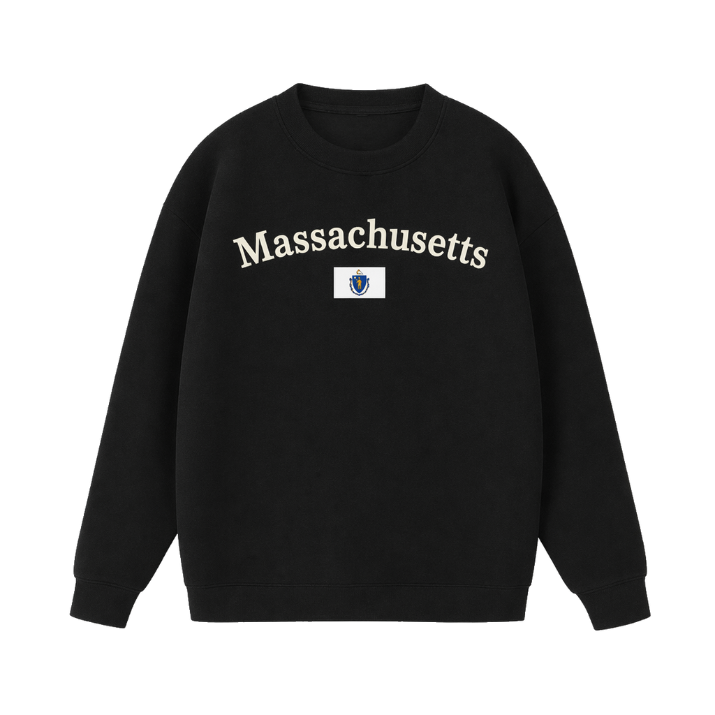 Collection 6 Massachusetts Essential Heavyweight Crewneck Sweatshirt - Black front
