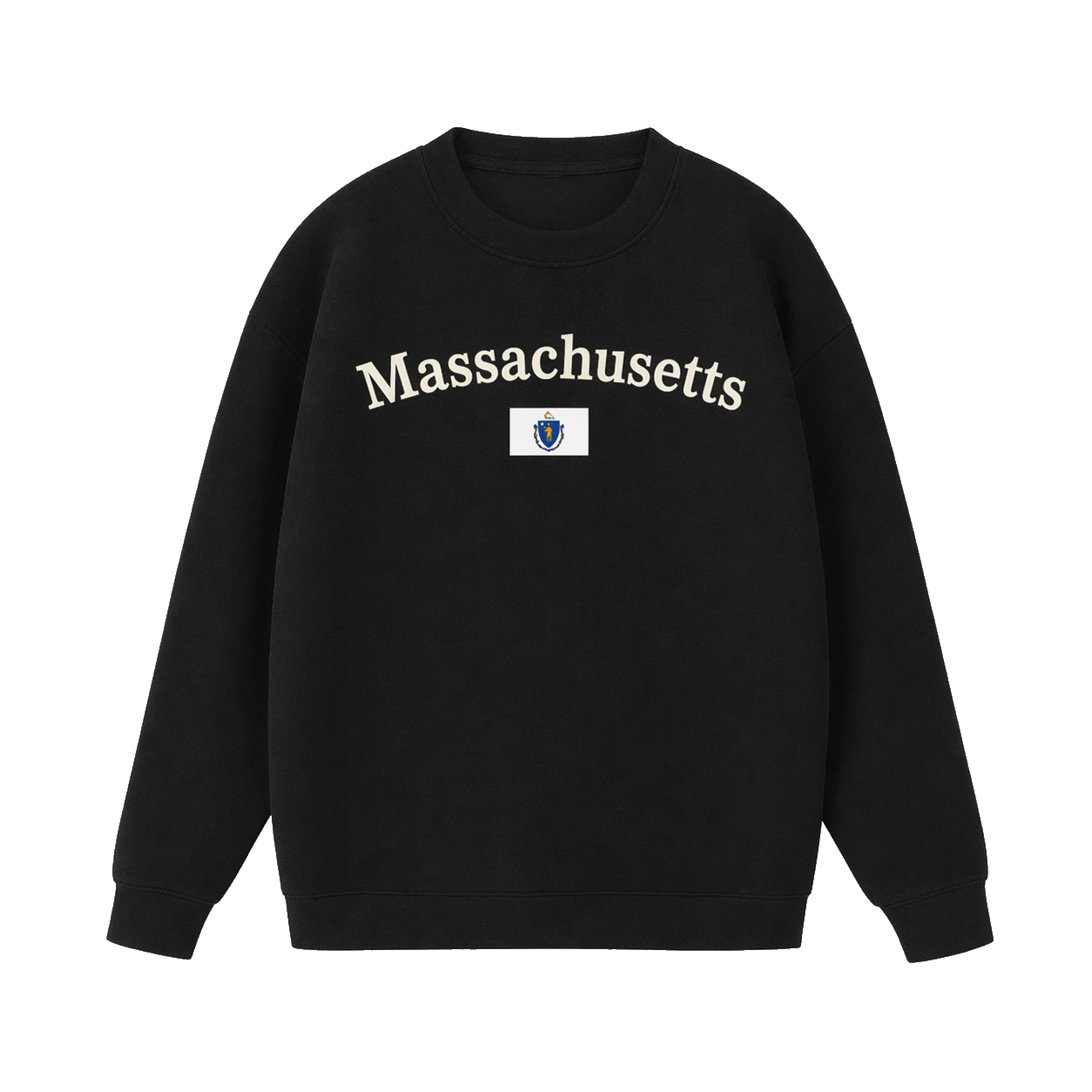Collection 6 Massachusetts Essential Heavyweight Crewneck Sweatshirt - Black front