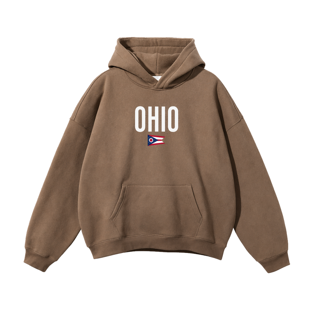 Collection 7 Ohio Oversize Fleeced Hoodie - Brown front
