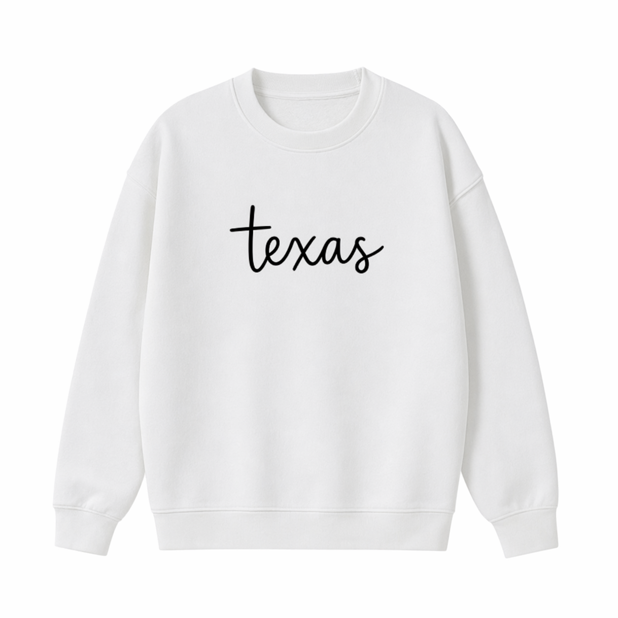 Collection 3 Texas Essential Heavyweight Crewneck Sweatshirt - White front