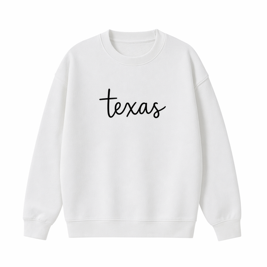 Collection 3 Texas Essential Heavyweight Crewneck Sweatshirt - White front