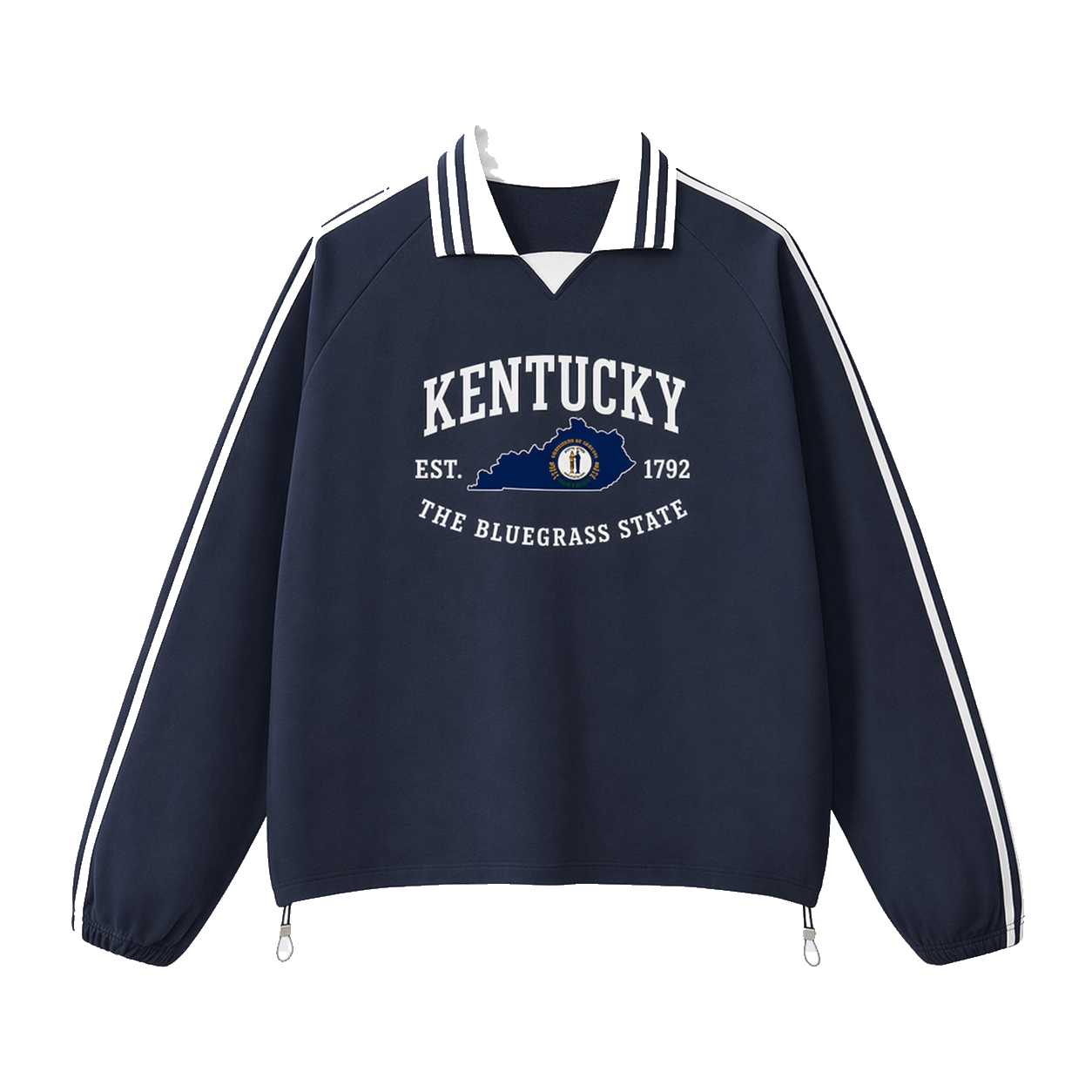 Collection 8 Kentucky Contrast Striped Lapel Collar Sweatshirt - Royal Blue front
