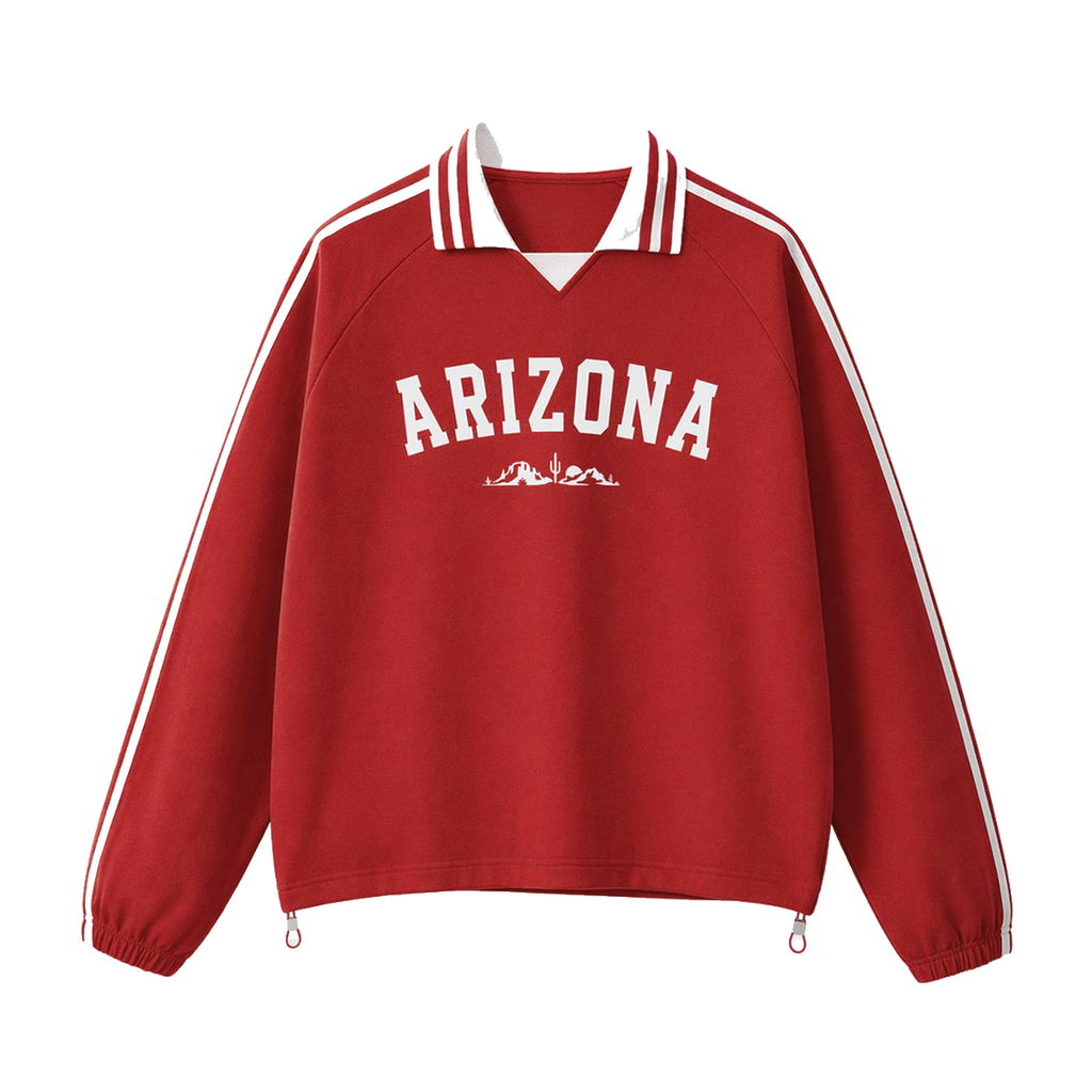 Collection 9 Arizona Contrast Striped Lapel Collar Sweatshirt - Red front