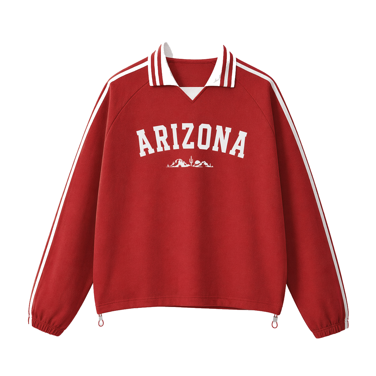 Collection 9 Arizona Contrast Striped Lapel Collar Sweatshirt - Red front