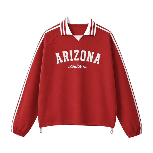 Collection 9 Arizona Contrast Striped Lapel Collar Sweatshirt - Red front