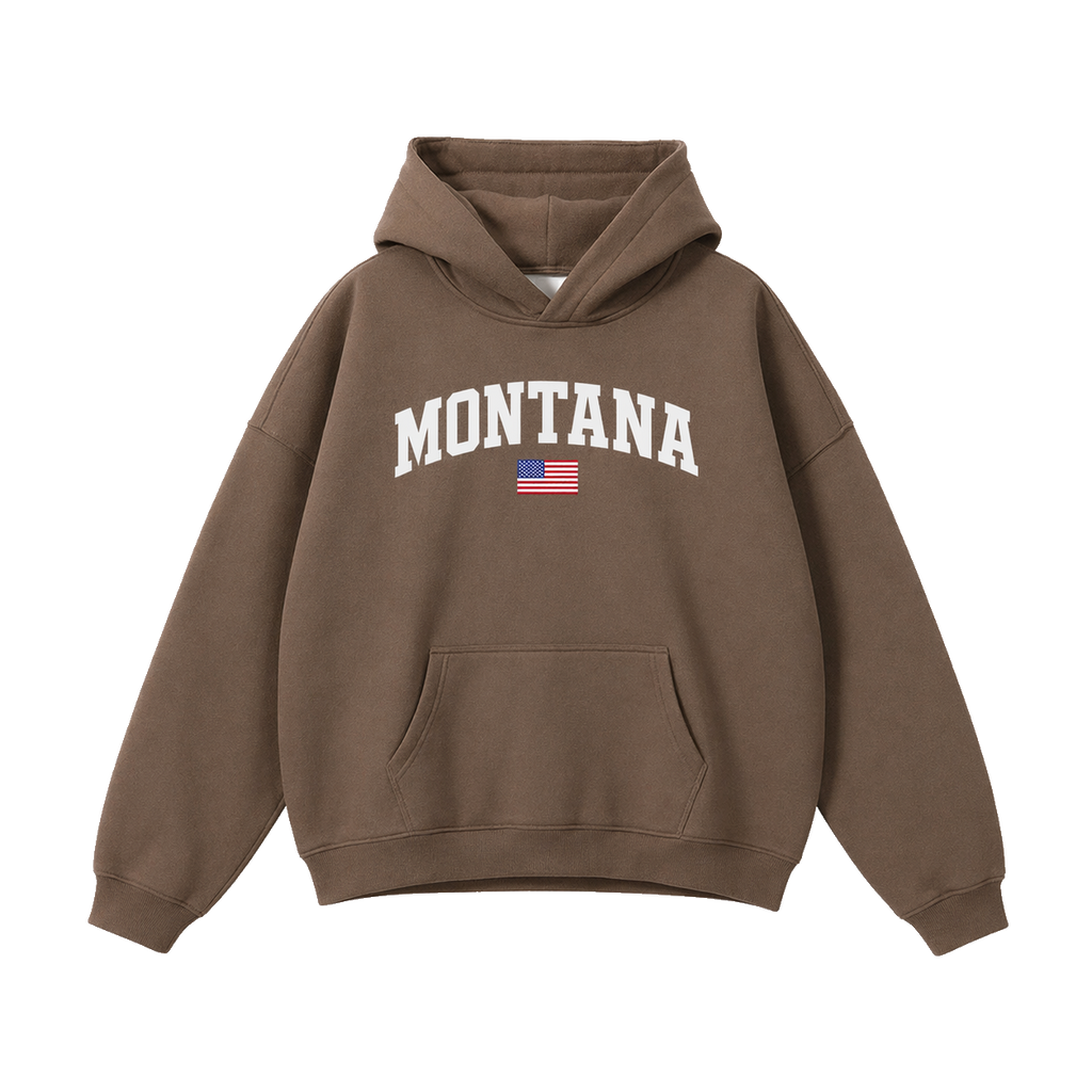 Collection 2 Montana Oversize Fleeced Hoodie - Brown front