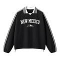 Collection 9 New Mexico Contrast Striped Lapel Collar Sweatshirt - Black front