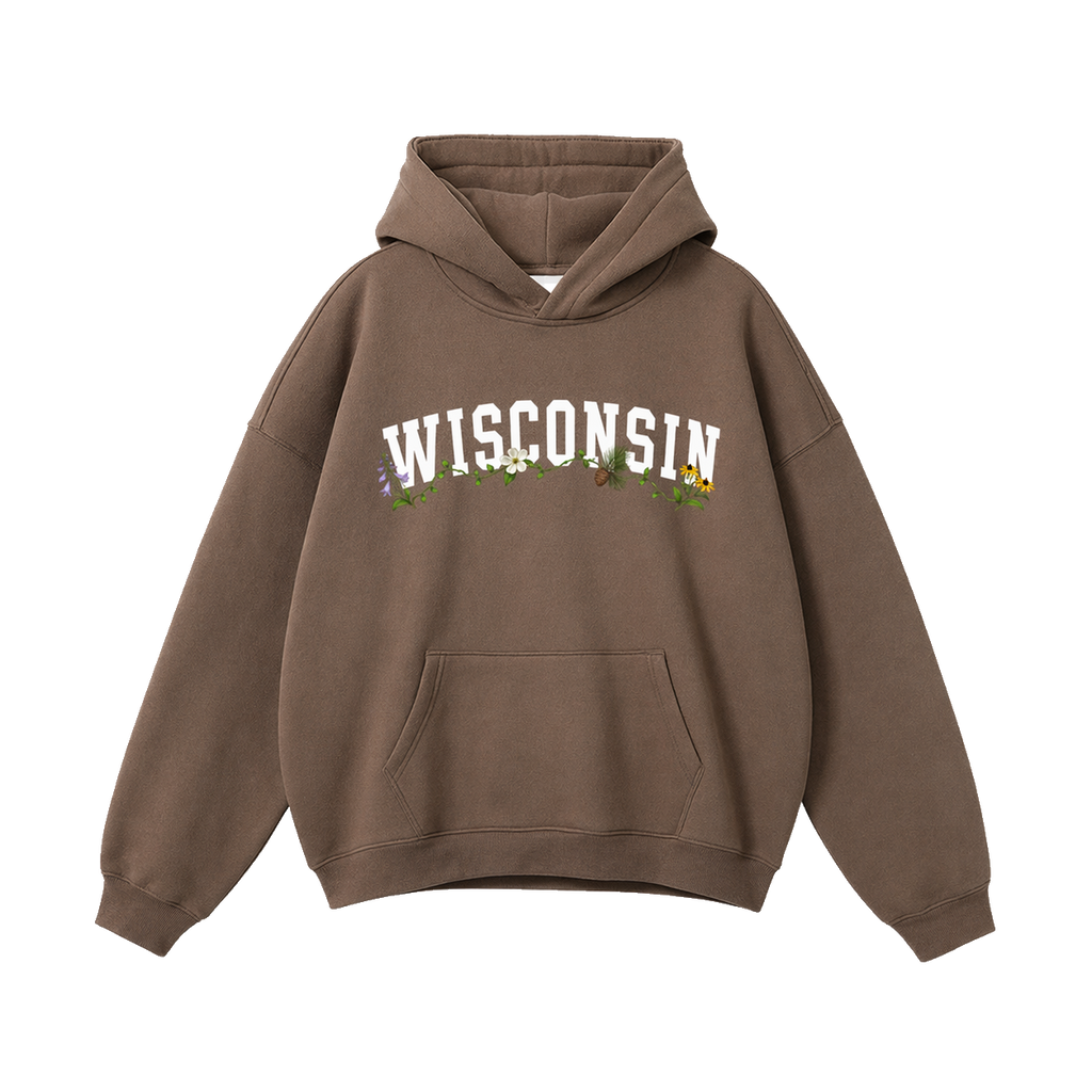 Collection 10 Wisconsin Oversize Fleeced Hoodie - Brown front