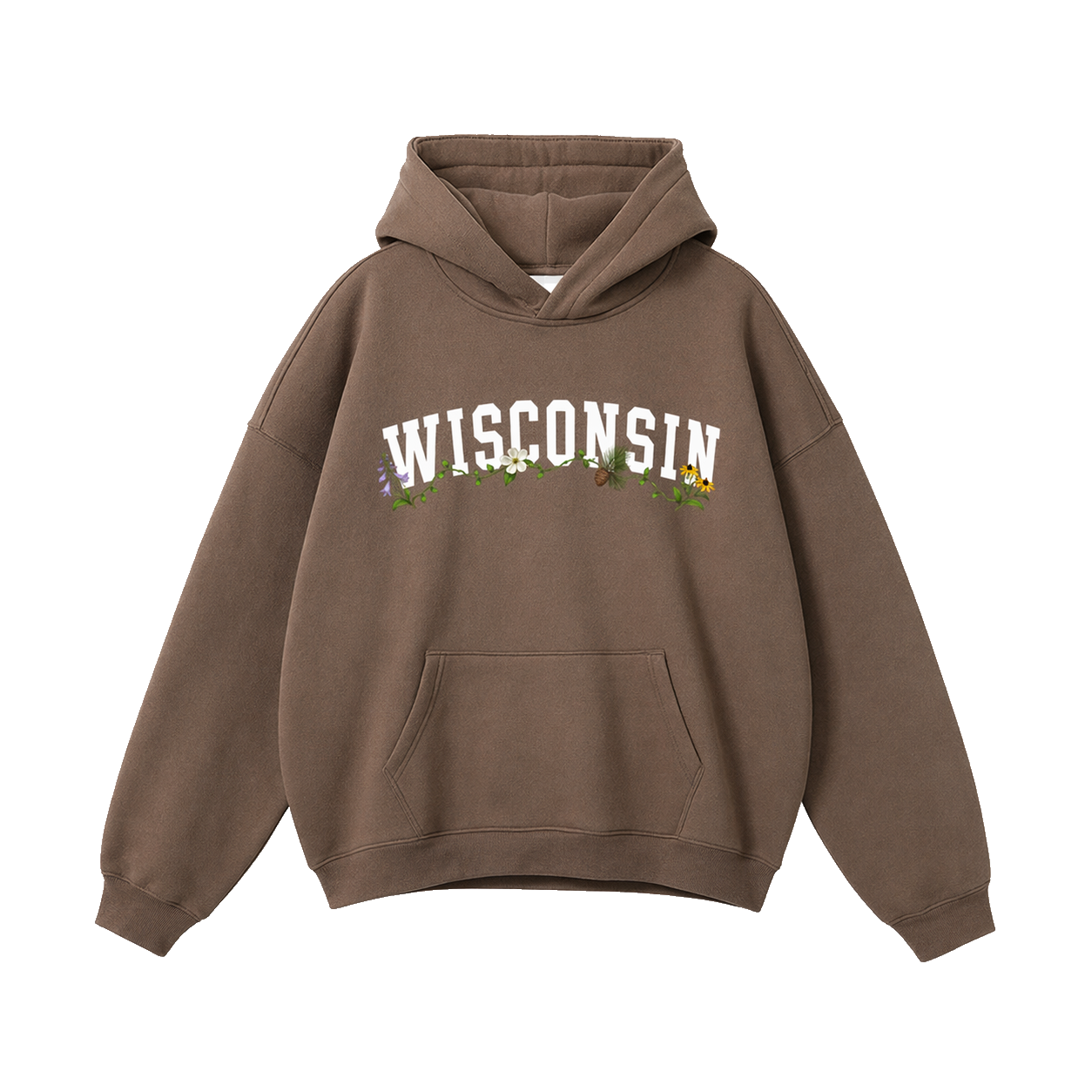 Collection 10 Wisconsin Oversize Fleeced Hoodie - Brown front