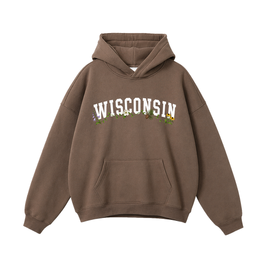Collection 10 Wisconsin Oversize Fleeced Hoodie - Brown front