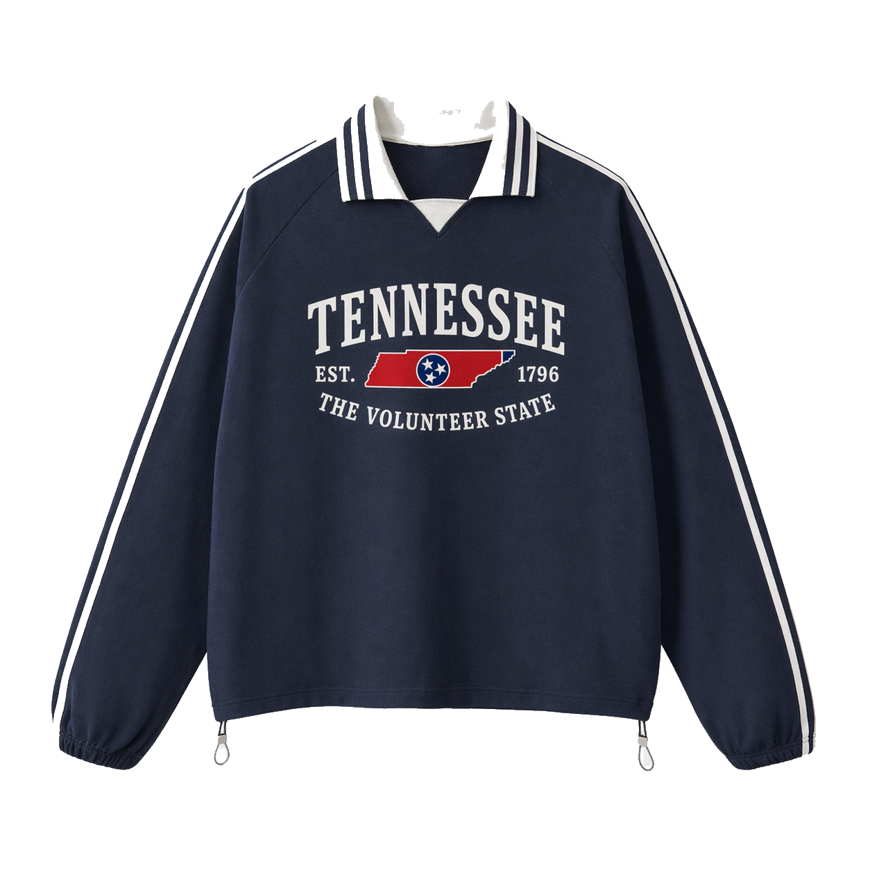 Collection 8 Tennessee Contrast Striped Lapel Collar Sweatshirt - Royal Blue front